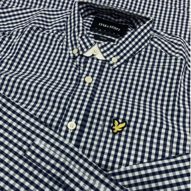 Gingham shirts button down Lyle & Scott ‘Blue White’