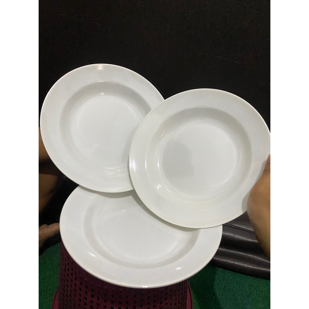 PIRING MELAMIN BULAT 9 INCH PUTIH POLOS
