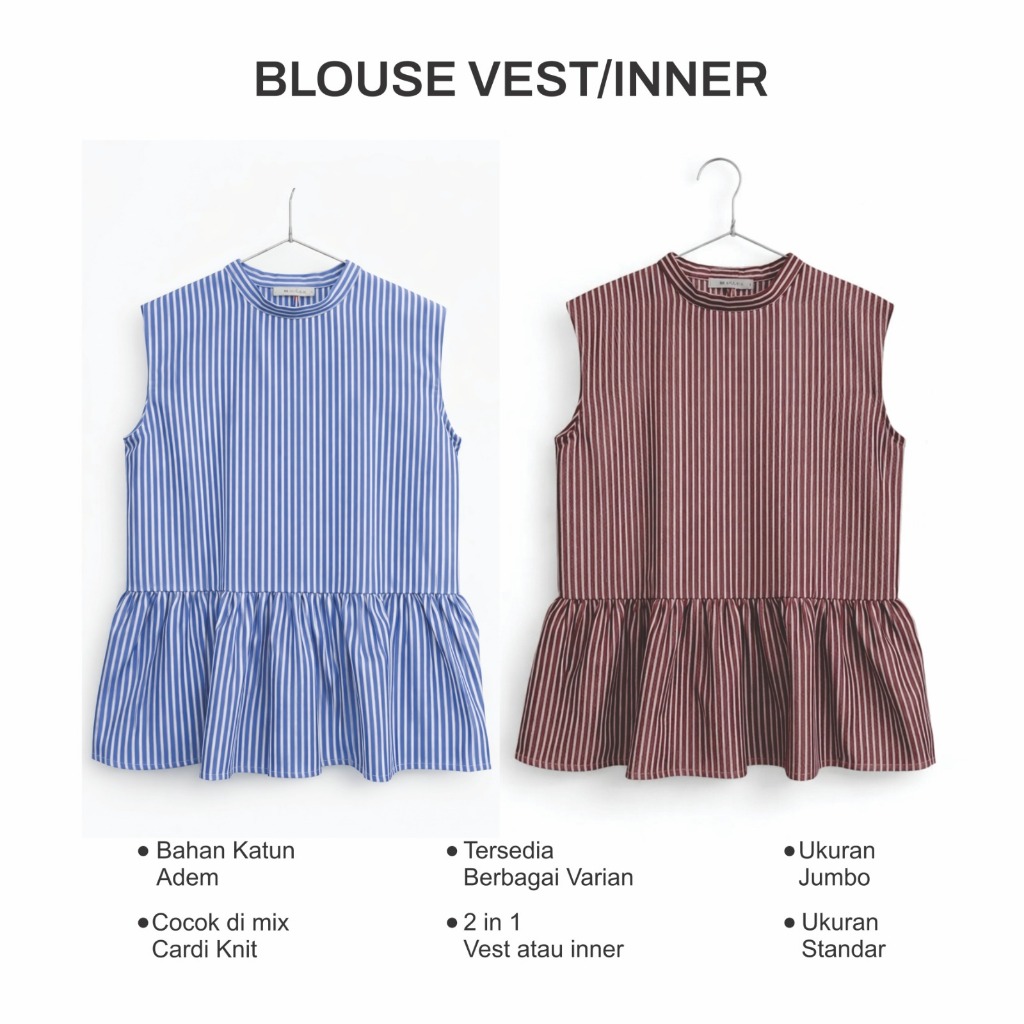 Vest Inner Pelpum Top Inner Cardigan Atasan Wanita Style Korea Rompi Katun