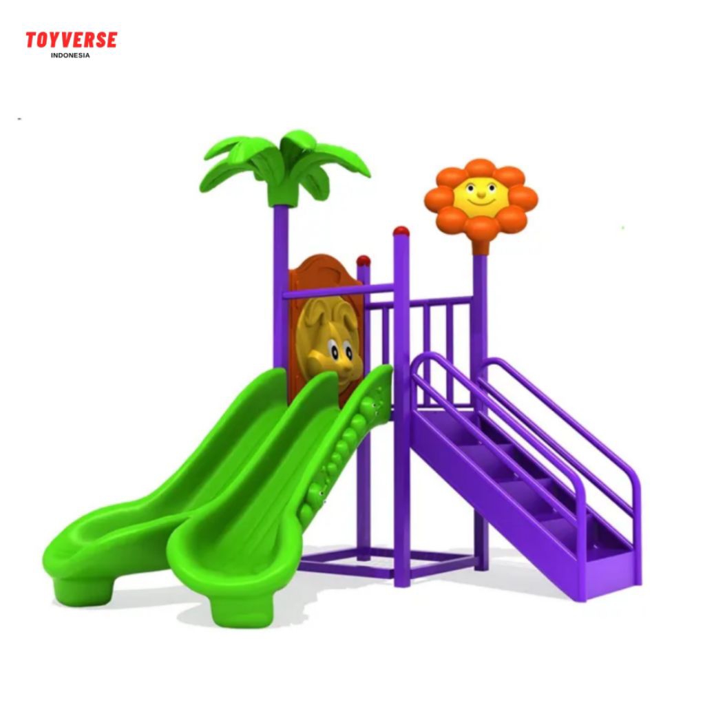 Playground Outdoor Anak Set Ayunan Ganda & Perosotan Karakter Rumah Jamur Wahana Bermain TK PAUD Tam