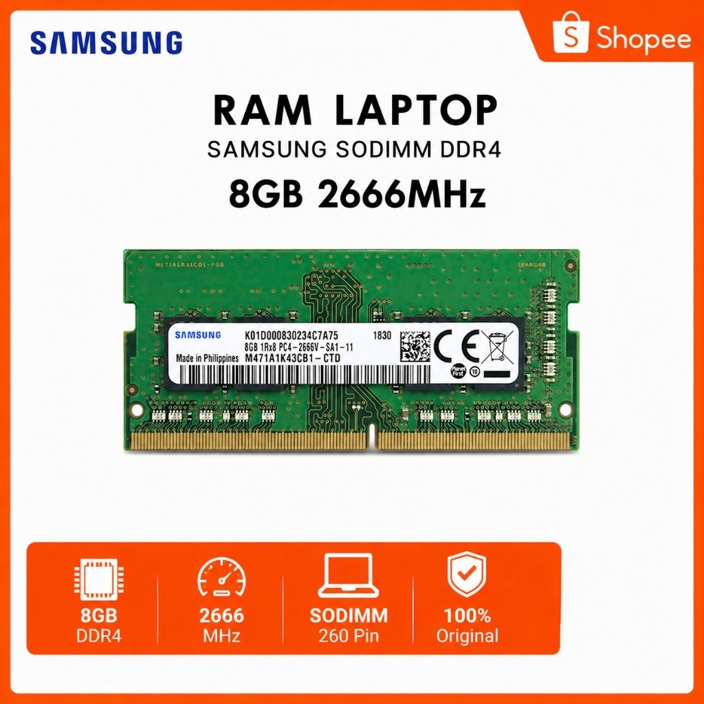 SAMSUNG SODIMM DDR4 8GB 2666mhz RAM LAPTOP