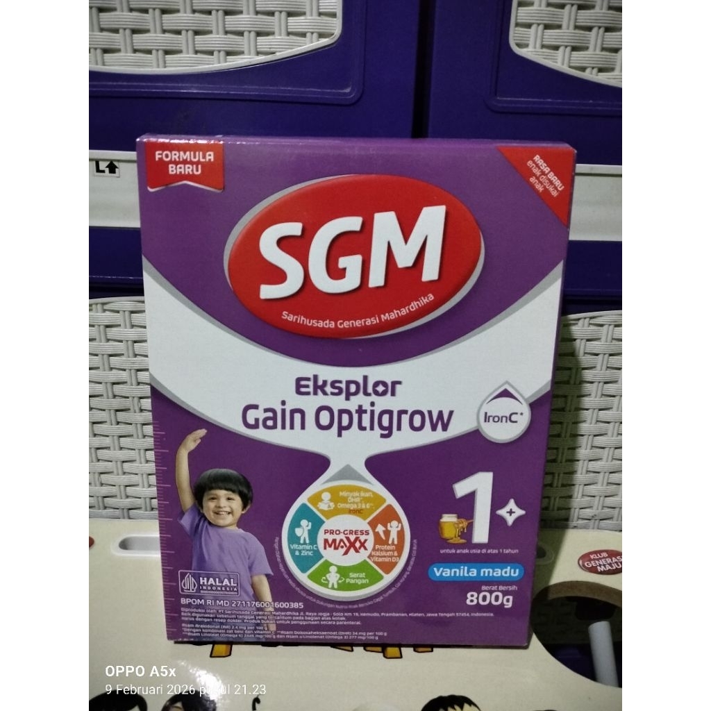 SGM Eksplor Gain Optigrow 1+ 800gr Susu Tinggi Kalori untuk Anak Usia 1-5 Tahun