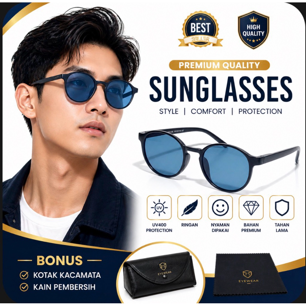 kaca mata hitam kece frame keren sunglasses pria wanita