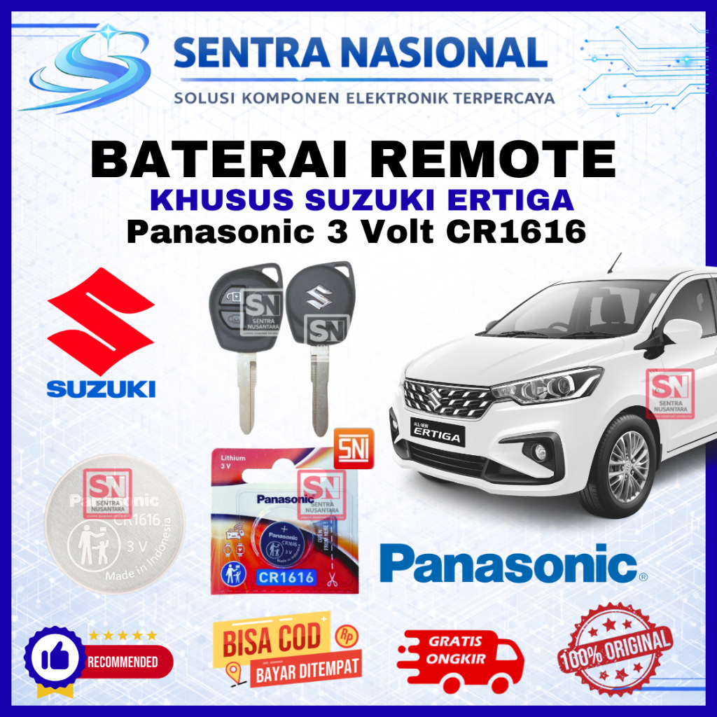 BATERAI REMOTE SUZUKI ERTIGA ORIGINAL PANASONIC CR1616 | BATTERY REMOTE ERTIGA SUZUKI KUALITAS BAGUS