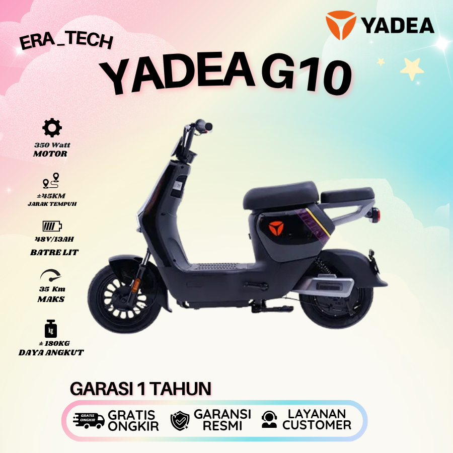 Yadea GE10 Sepeda Listrik Electric Vehicle EV 350W - Design Elegan - Baterai TTFAR 3x Lebih Awet