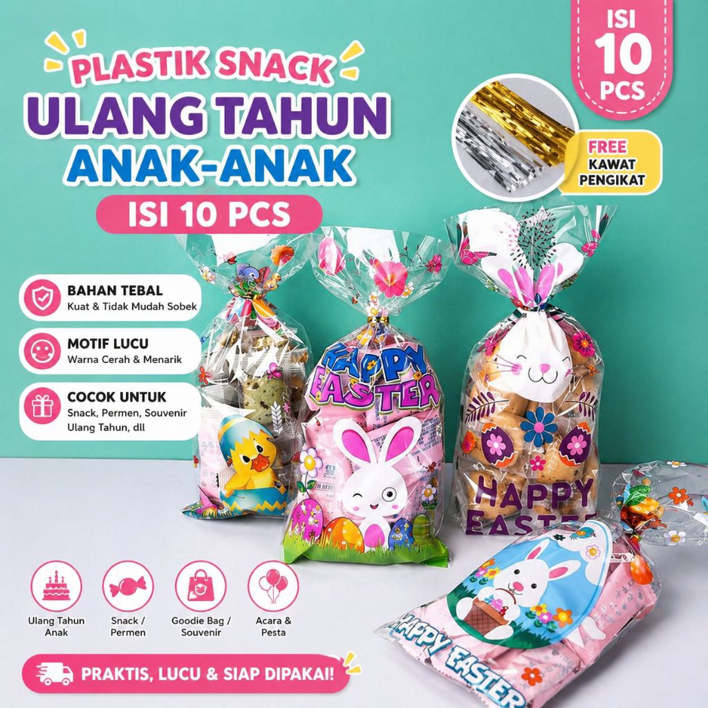 Plastik Snack Ulang Tahun Murah Isi 10 pcs | Goodie Bag Anak | Plastik Jajan Ultah | Harga Grosir
