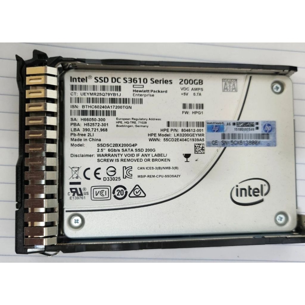 Intel SSD DC S3610 200GB SATA 2.5" HPE 804612-001