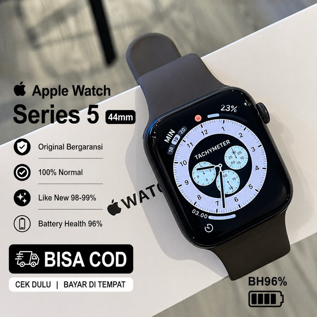 Apple Watch Series 5 44mm Original Second Like New iWatch S5 Fullset Mulus Siap Pakai