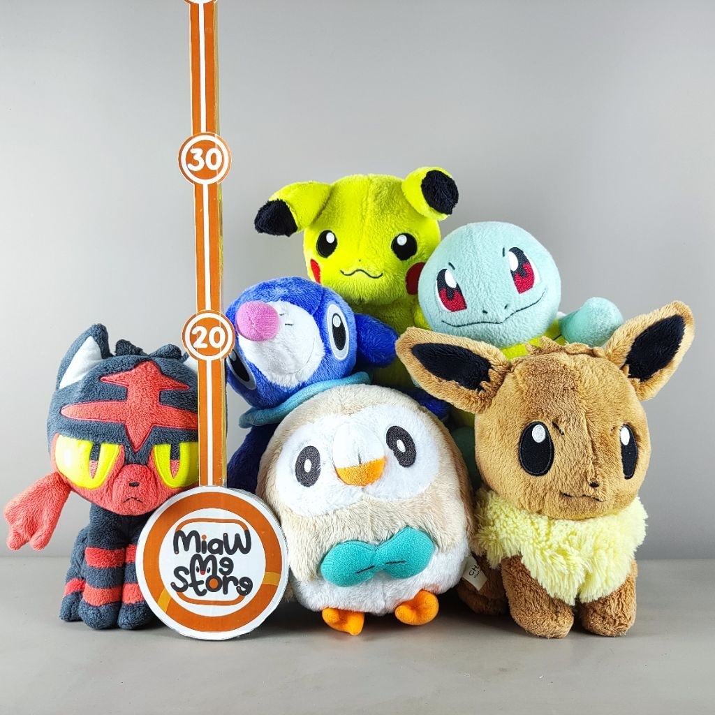 Boneka Pokemon Rowlet Litten Poplio Eevee Pikachu Squirtle Original Nintendo Changi X Takara Tomy Pl