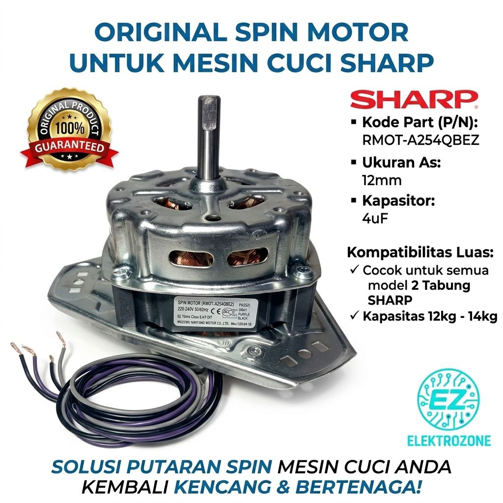 ORIGINAL Dinamo spin/motor pengering mesin cuci sharp 2 tabung 12-14 kg