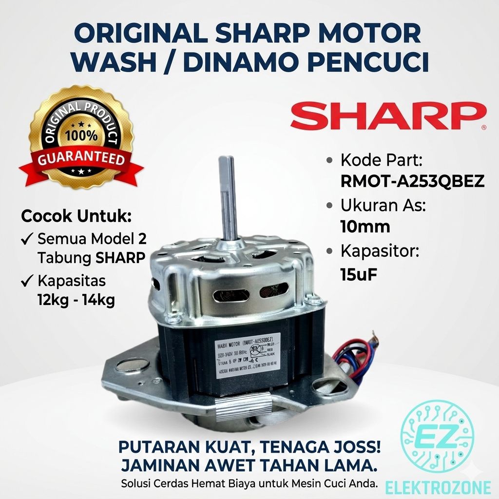 Dinamo Pencuci Mesin Cuci Sharp 12–14 Kg RMOT-A253 QBEZ Original – Motor Wash Mesin Cuci SHARP