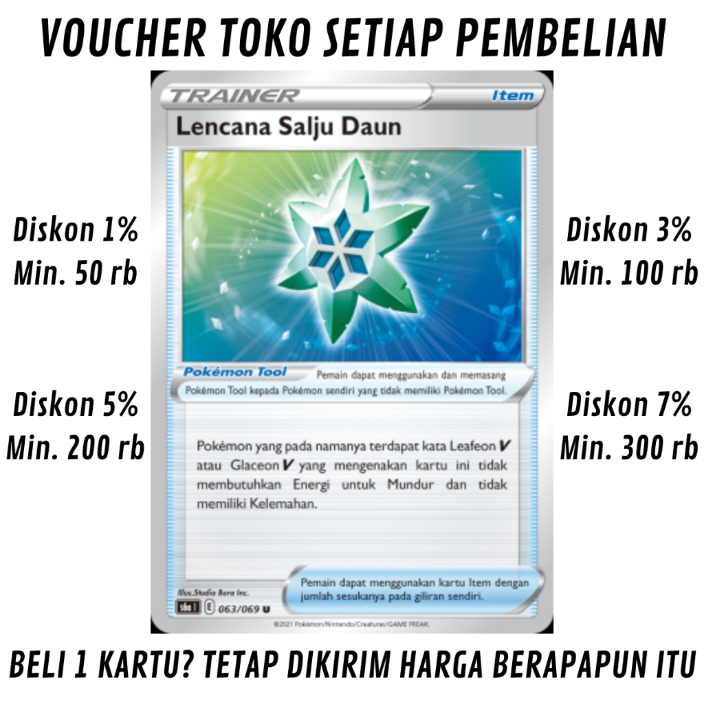 [S10%] Kartu Pokemon TCG Bahasa INDONESIA KONDISI NM (NEAR MINT) = PSA 7 Lencana Salju Daun Booster 