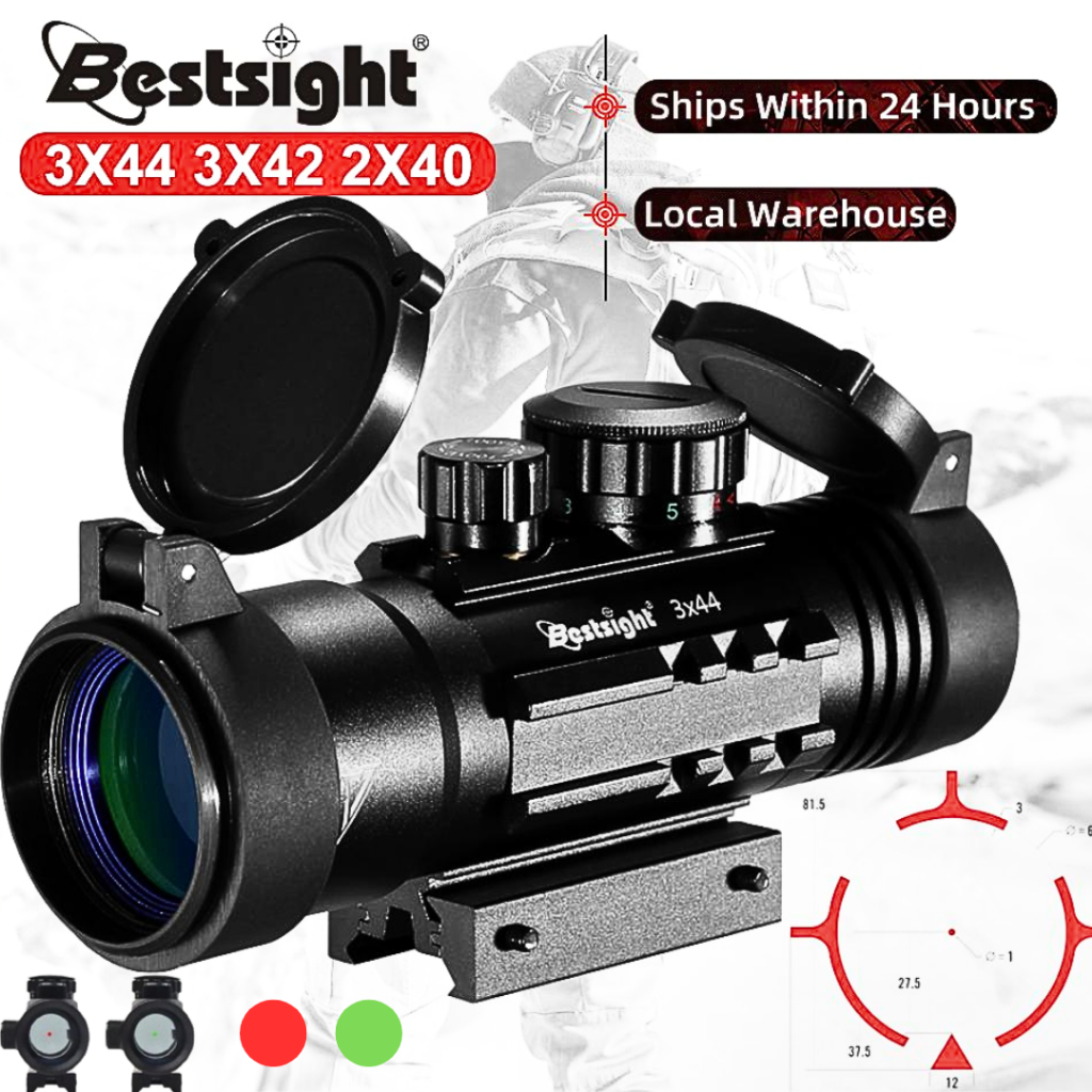 Bushnell Teleskop Tactical Hunting Laser Senapan Angin Warna Merah Hijau Mount Airsoft 3x44 - 3X44RD