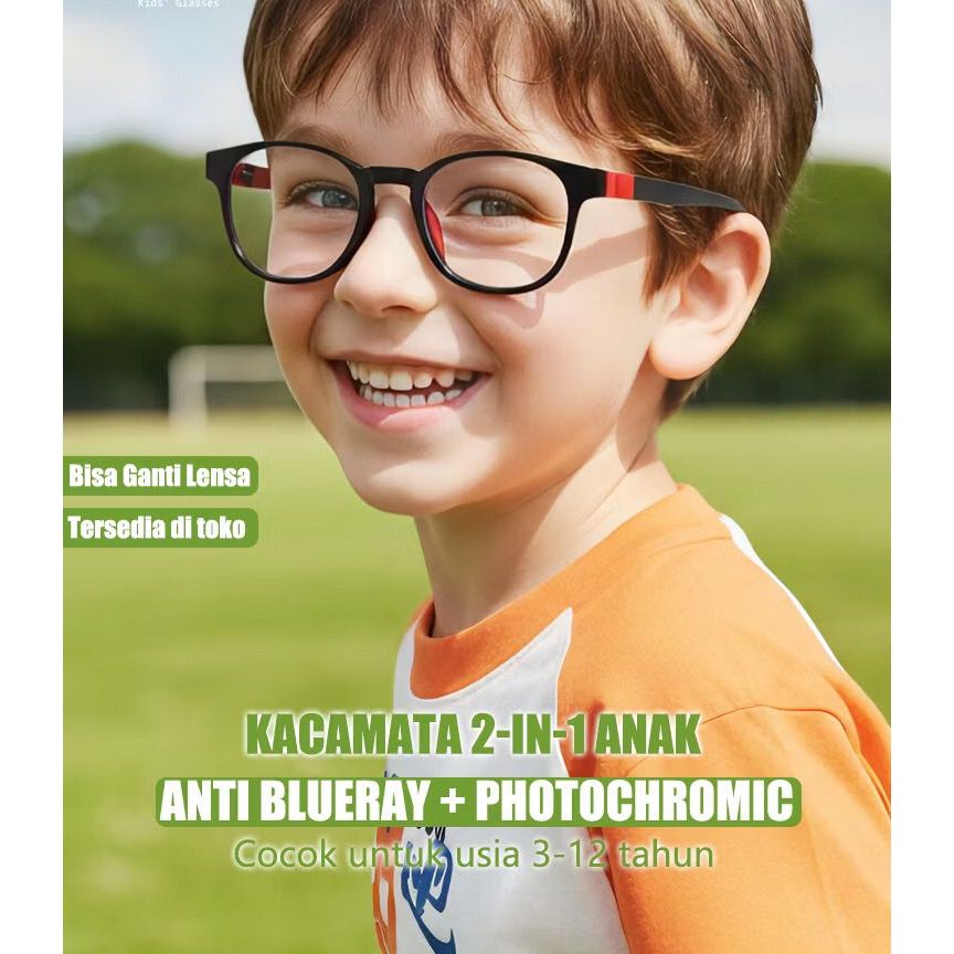 Kacamata Anak Anti Radiasi Photochromic Kacamata Blueray Laki-laki Perempuan Fashion Gadis