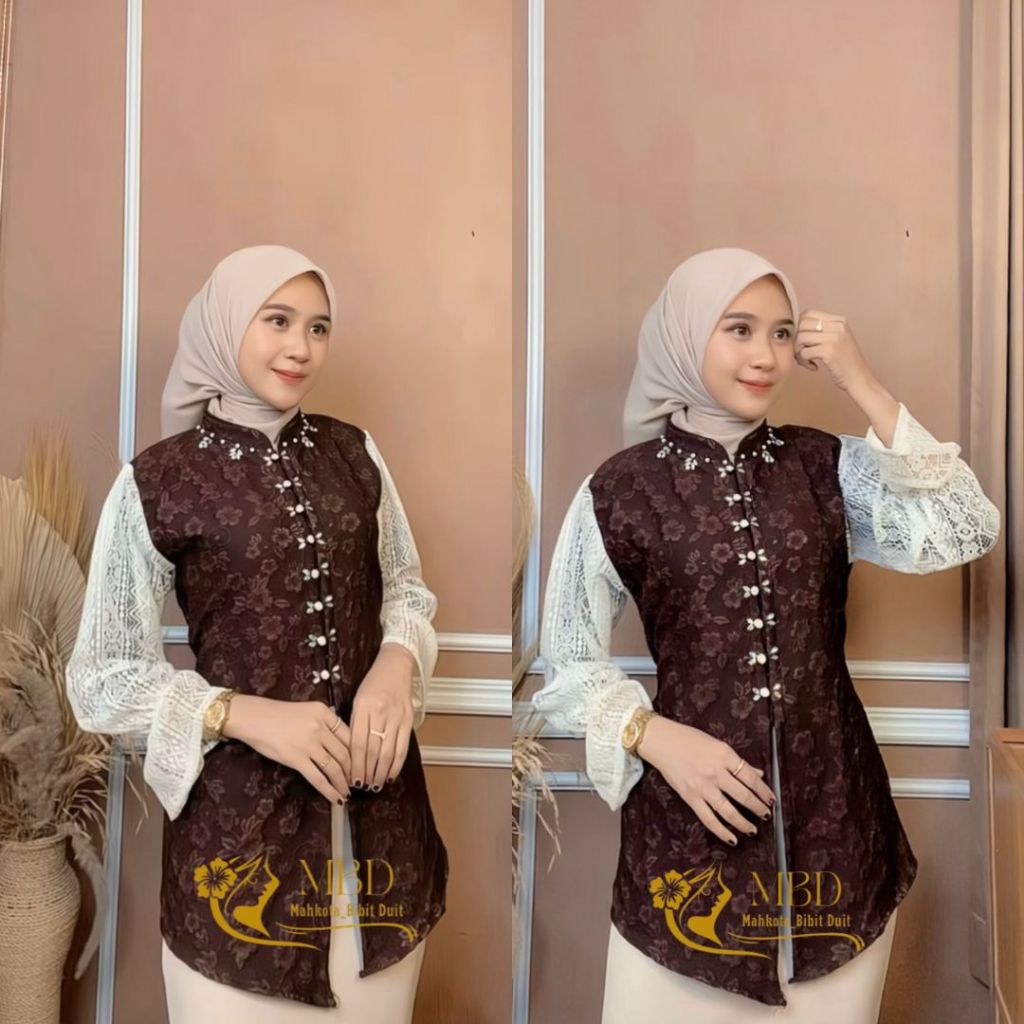 Kebaya Kirana Embos Jaguard mix Brukat Wisuda Lamaran Tunangan Bridesmaid  Jawa Kebaya Modern Ayu Tu