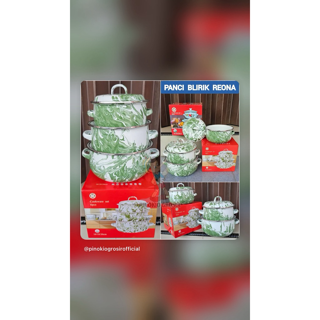 Panci Set Reona isi 3 | Panci bunga stainless | Panci isi 3