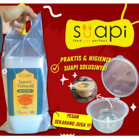 Thinwall Bowl 200 ml 250 ml 300ml merk SUAPI Tutup Sambung / Mangkok Plastik