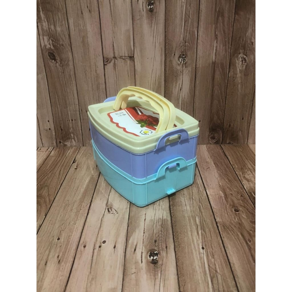 LUNCH BOX / TEMPAT NASI / WADAH BEKAL 2 SUSUN BAHAN PLASTIK TAHAN PANAS AMAN SNI FOOD GREAD