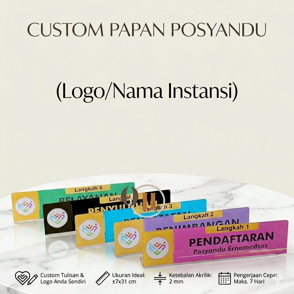 Custom Akrilik Papan Meja Posyandu - Custom Papan 6 SPM -Urutan Pelayanan Posyandu - Kader Posyandu