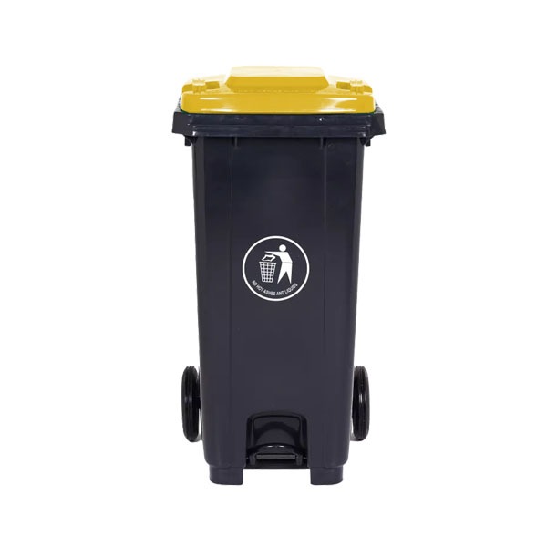 Tempat Sampah / Dust Bin 120lt - 240lt Hitam Tutup Kuning Pedal