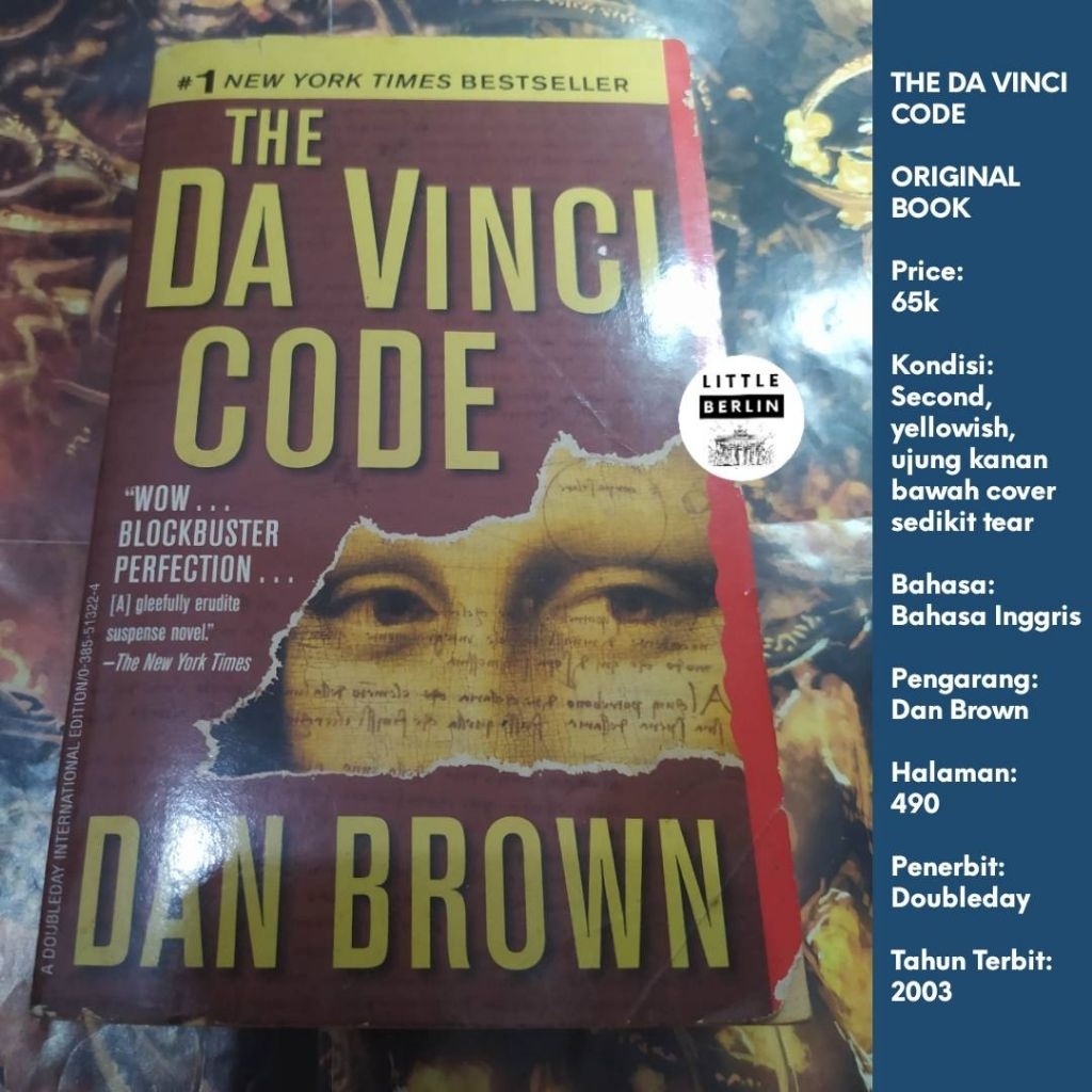 ORIGINAL Novel THE DA VINCI CODE Bahasa Inggris (Travel Size) Preloved Dan Brown Novel Thriller Kons