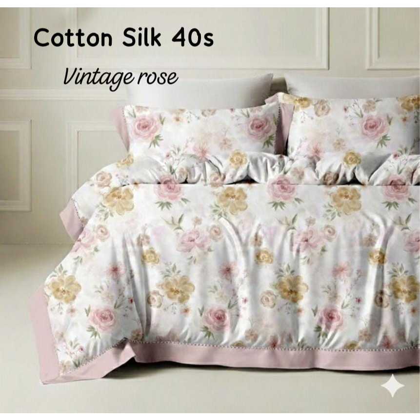Bedcover Set Sprei Cotton Silk 40s Premium Adem Halus Mewah Full Set