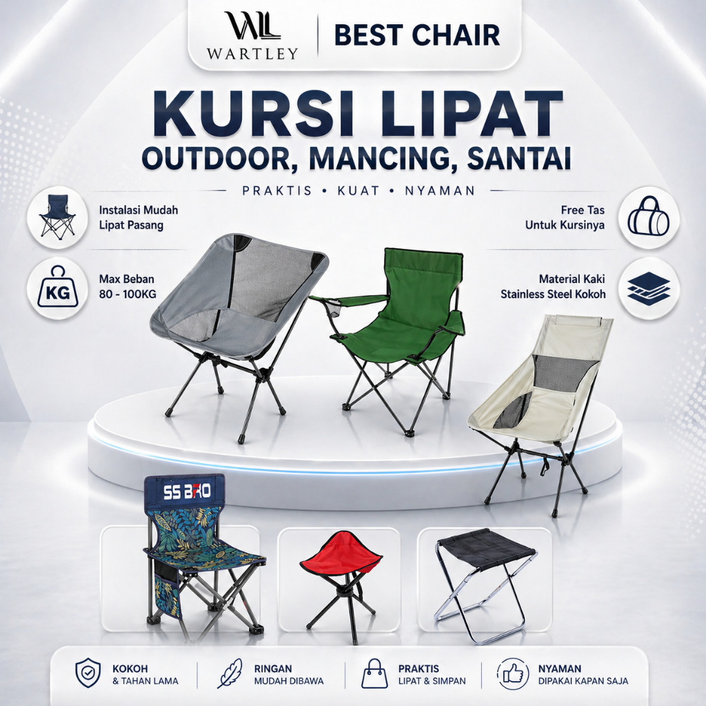 Wartley Kursi Outdoor Kursi Portable Kursi Camping Kursi Gunung Kursi Lipat Mancing Kursi Santai Kur