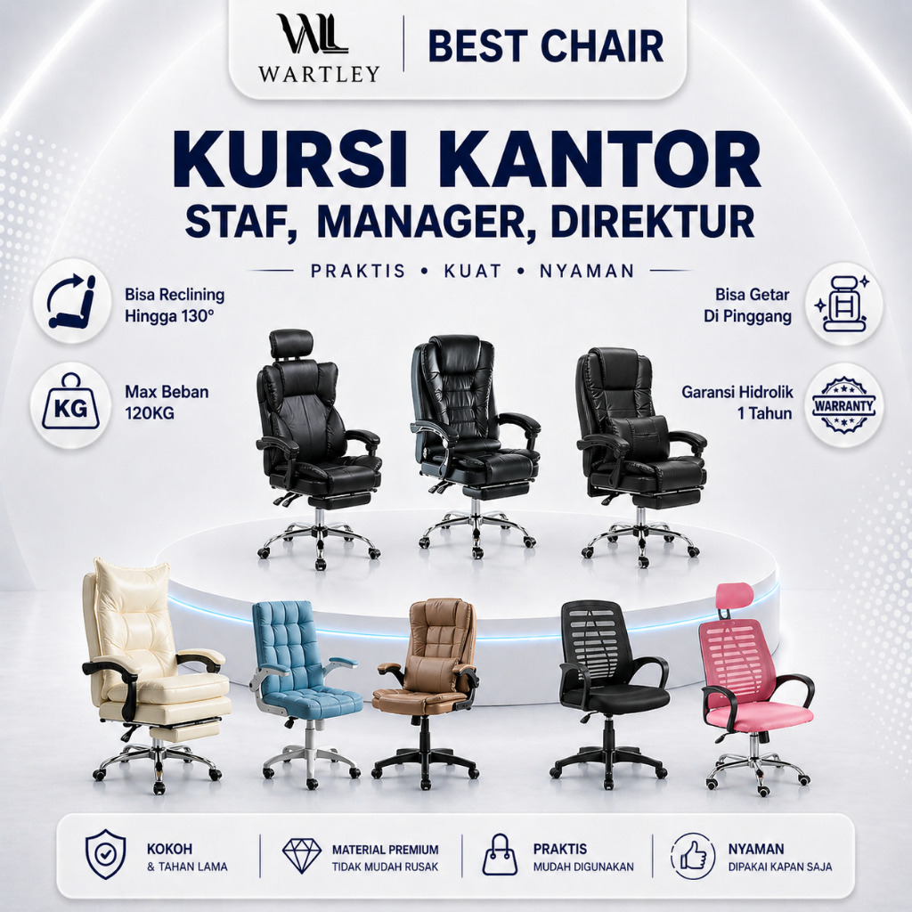 Wartley Kursi Kantor Kursi Direktur Kursi Kerja Kursi Office Footrest Bangku Eksekutif Direktur Kurs
