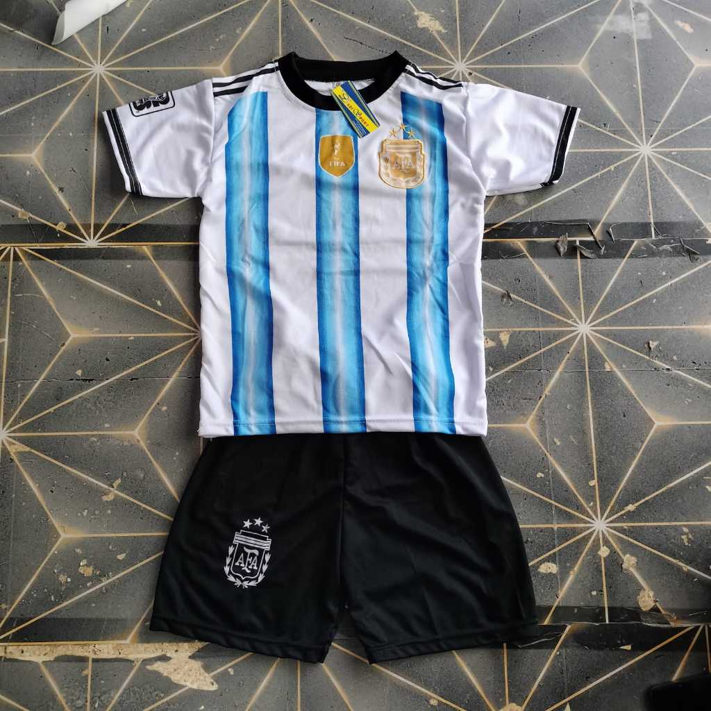 Jersey Baju Bola Piala Dunia Team Argentina Gratis Costum Nama Nomer Baju Bola Anak Laki Laki