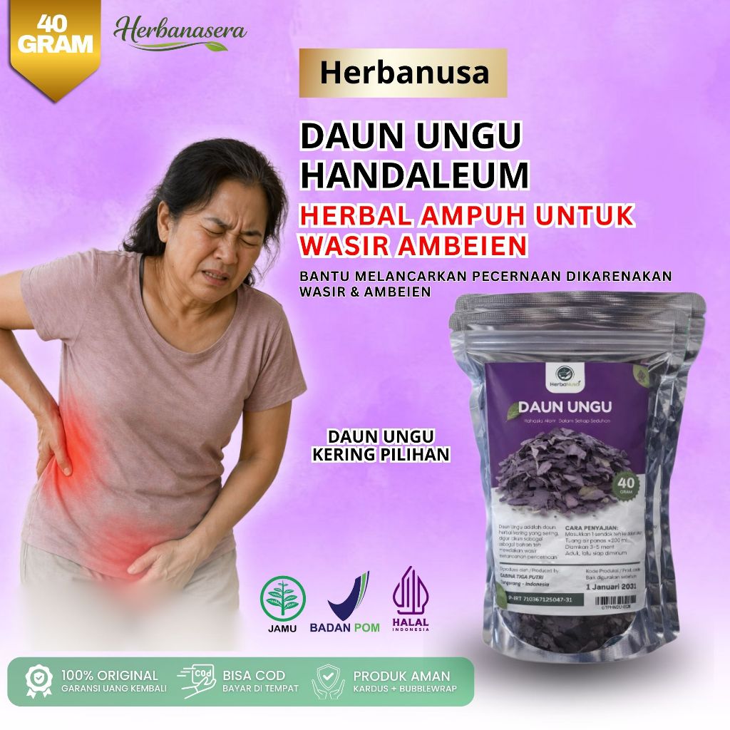 HERBANUSA - Handeuleum Daun Ungu Herbal Tradisional Untuk Wasir & Ambeien