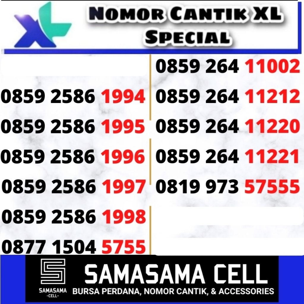 NOMOR CANTIK XL / KARTU PERDANA NOMOR CANTIK XL / NOMER CANTIK XL 4G SUPPORT 5G