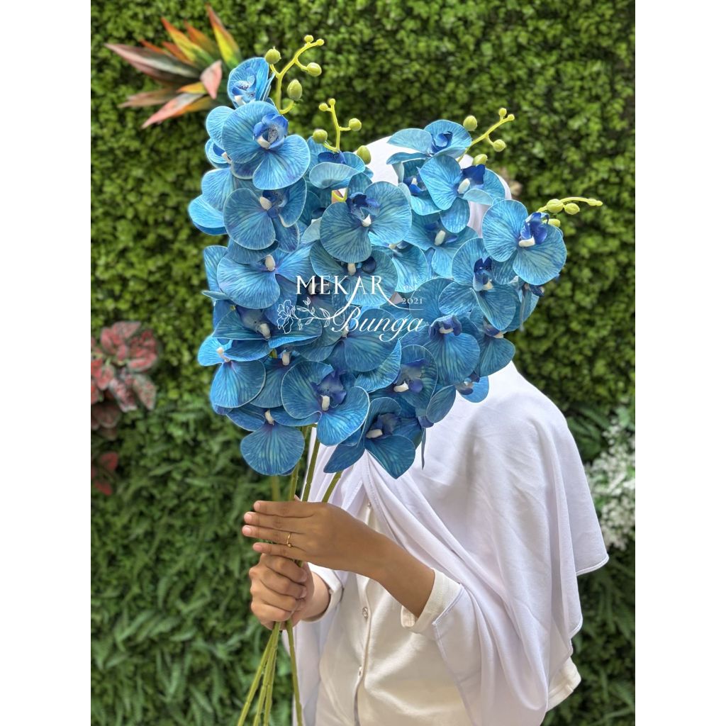 (SC 38) -  Bunga Artifisial Anggrek x9 Orchid Premium Latex Dekorasi Pelaminan Hantaran Rumah Buket 