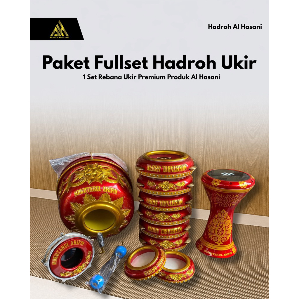 Set Hadroh Ukir Premium Grade A - Rebana Jepara Berkualitas Rebana 6pcs