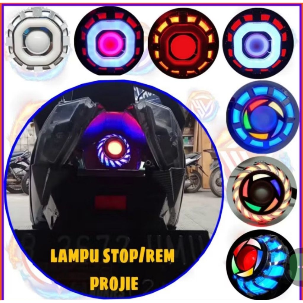 COD-Lampu Stop Belakang Proji Mini 12V Universal LED – Terang Maksimal untuk Motor