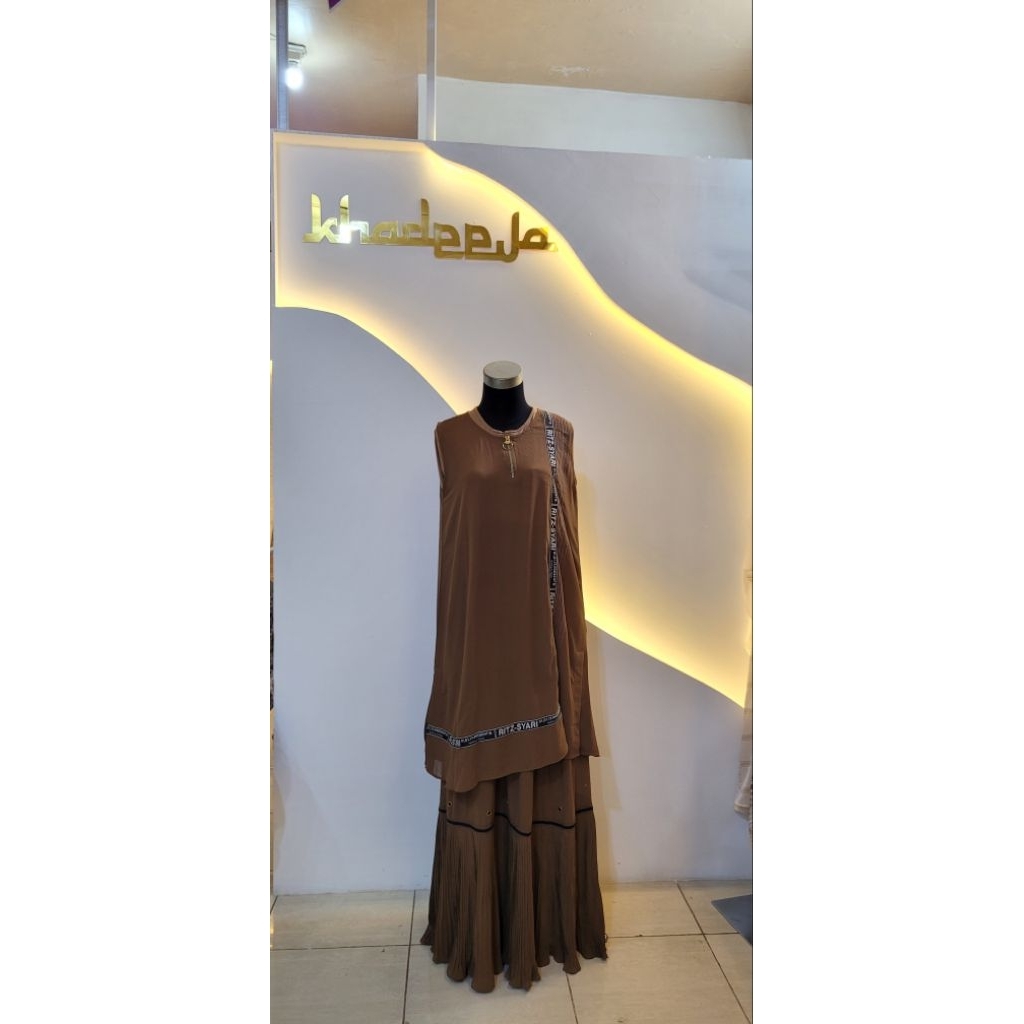 READY STOK[RITZ SYAR'I SALE] GAMIS SET SYARI / DRESS ORIGINAL " BELLEZA BROWN" By Ritz Syari Sale
