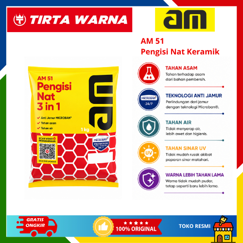 AM 51 Tile Grout Semen Nat Pengisi Nat Keramik Granit Anti Jamur Tahan Asam 1 Kg