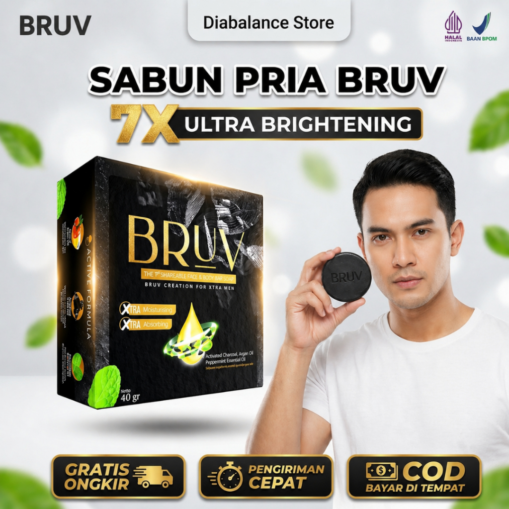 [ DISKON ] Sabun Pria BRUV - Sabun Wajah Atasi Jerawat Muka Berminyak Kusam Mencerahkan dan Membersi