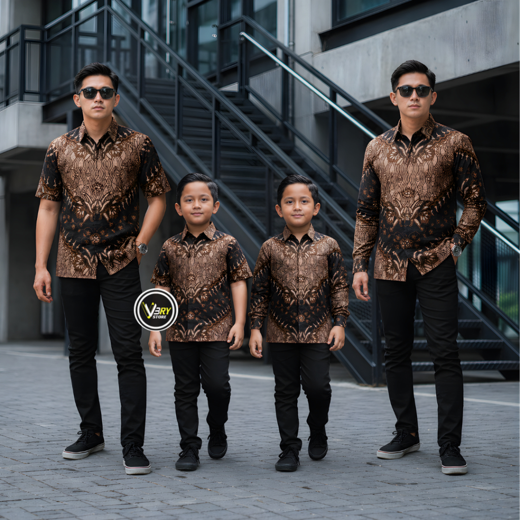 Couple Batik Ayah dan Anak Laki laki || Kemeja Batik Pria Dewasa dan Anak Laki laki Modern Terbaru M