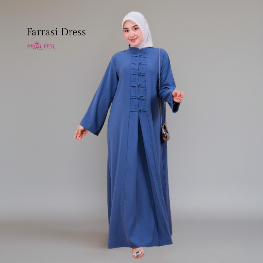 PRQUEEN | Farrasi Cheongsam Maxy Dress | Abaya Cheongsam Wanita Muslim Bahan Sabrina Anti UV Elegan