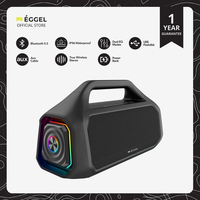 EGGEL Elite XL 3 Max Portable Bluetooth Speaker with 3-Way Audio System