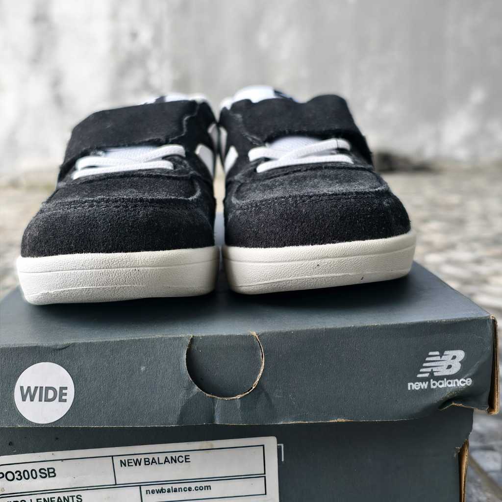 New Balance Kids Size 30 PO300SB Black White Original NEW With Box Sepatu Anak