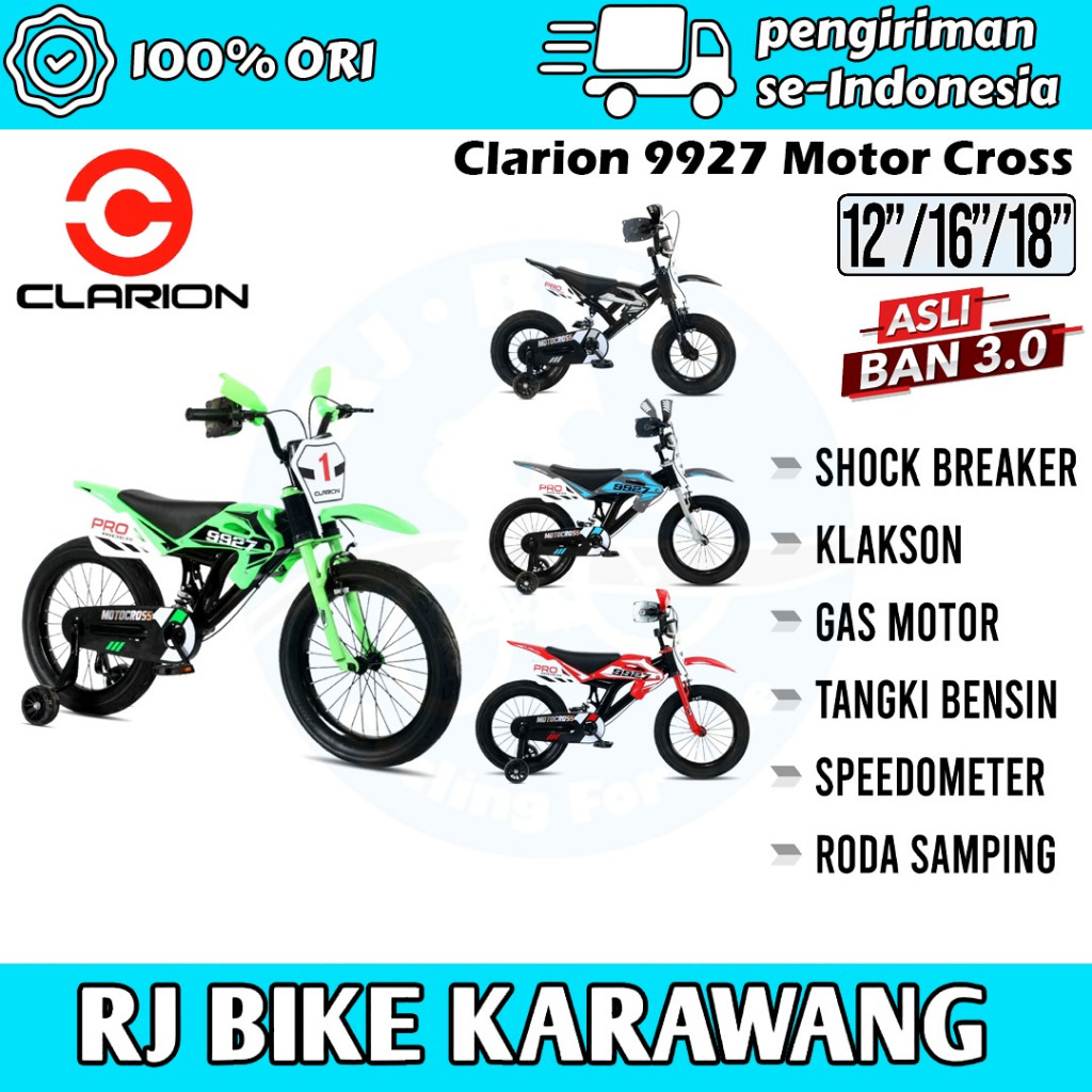 SEPEDA ANAK MODEL MOTOR TRAIL CLARION 9926 9927 DAN MAZARA 2255 BAN BESAR