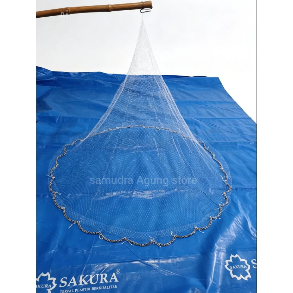 SAMUDRA AGUNG STORE JALA IKAN JALA UDANG 1 METER METER BAHAN SENAR  LUBANG 1 JARI  JALA LEMPAR JALA 