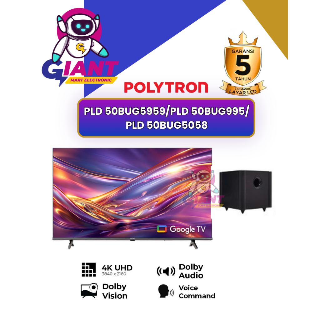 LED TV SOUND BAR GOOGLE UHD 4K POLYTRON PLD 50BUG5959/PLD 50BUG9959/PLD 50BUG5058 / PLD-50BUG5959/PL