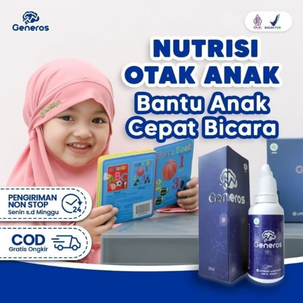 GENEROS VITAMIN OTAK ANAK SPEECH DELAY ORIGINAL NUTRISI OTAK ANAK CERDAS CEPAT BICARA 1 BOX ISI 2 BO