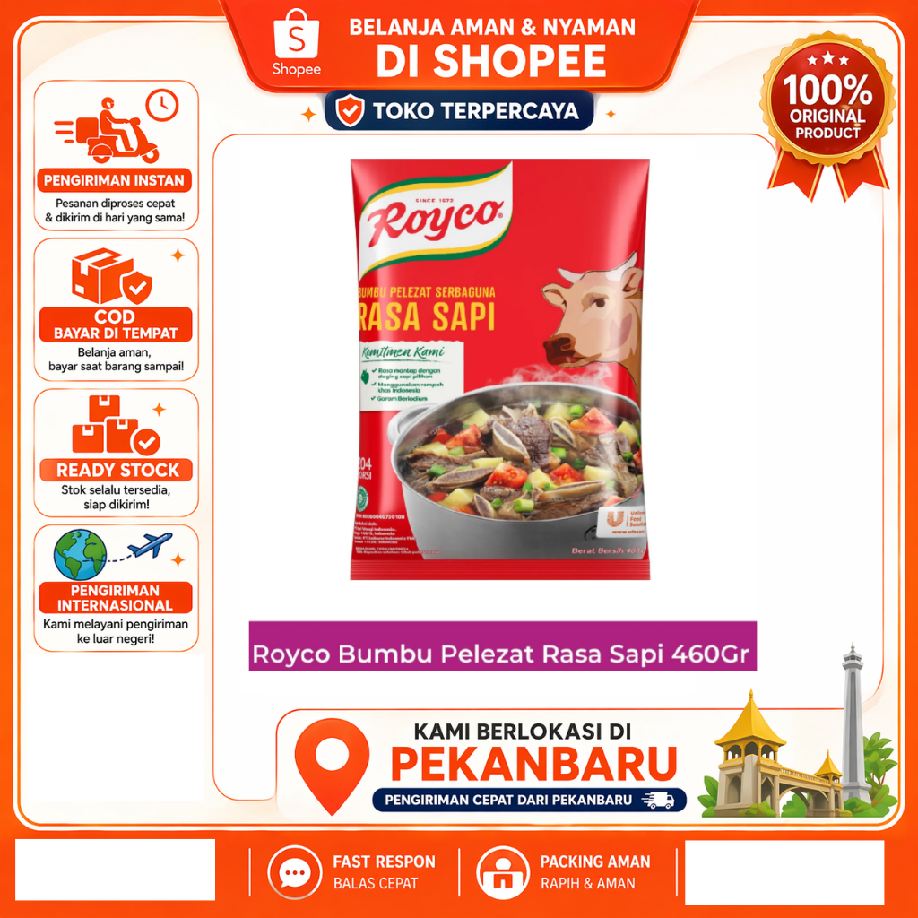 [SDW] pekanbaru/460 Gram Royco Bumbu Sapi Kebutuhan Memasak > Kaldu, Saus, & Sup Instan