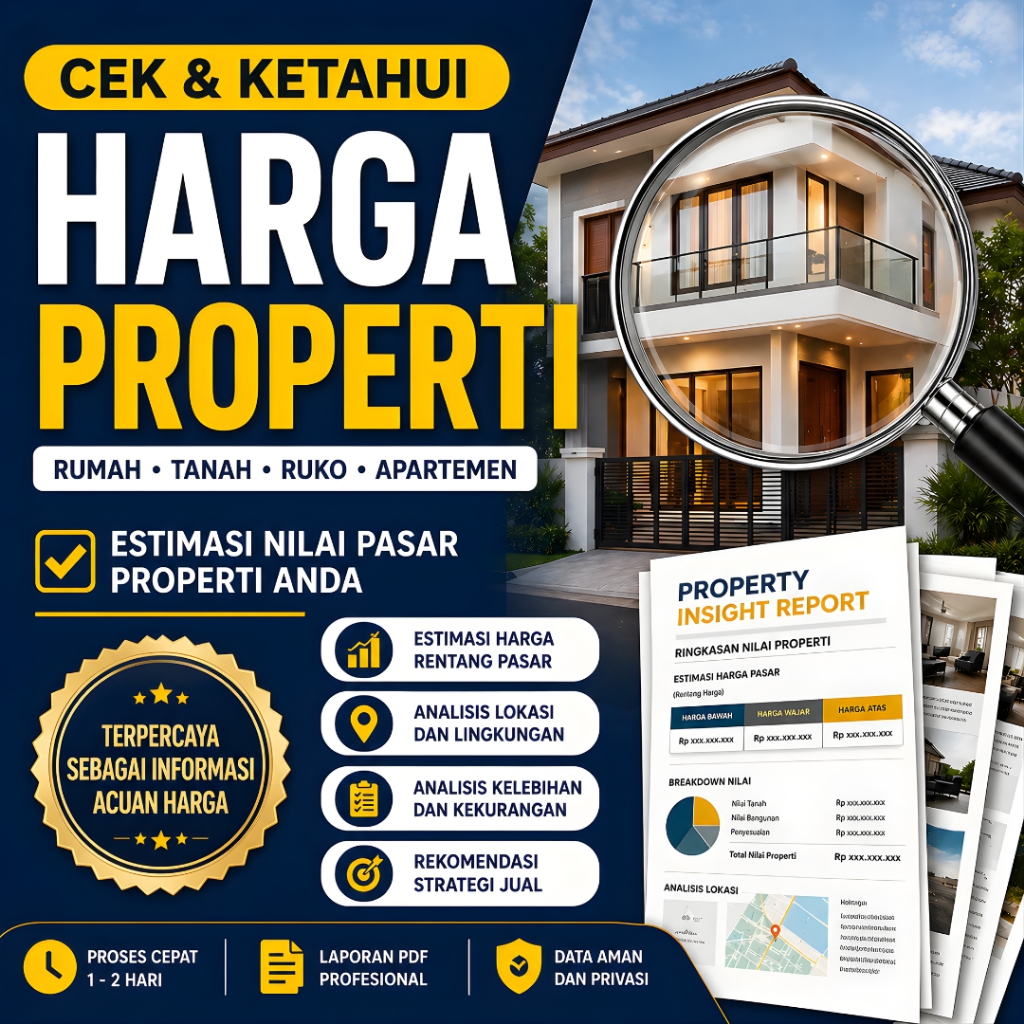Jasa Appraisal | Estimasi Harga Properti (Rumah/Tanah/Apartemen) | Analisis Nilai Pasar + Strategi J