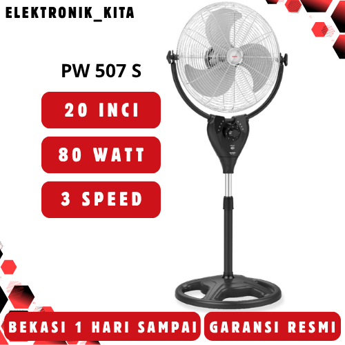 MASPION KIPAS ANGIN BERDIRI 20 INCI PW 507 S PW-507 S PW507S STAND FAN LOW WATT GARANSI RESMI MURAH