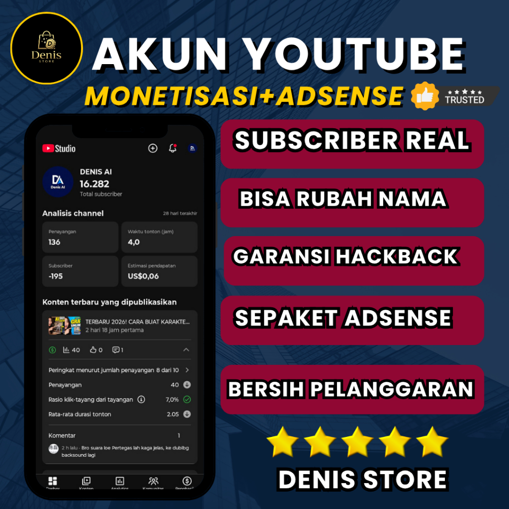 CHANNEL YOUTUBE MONETISASI SEPAKET ADSENSE