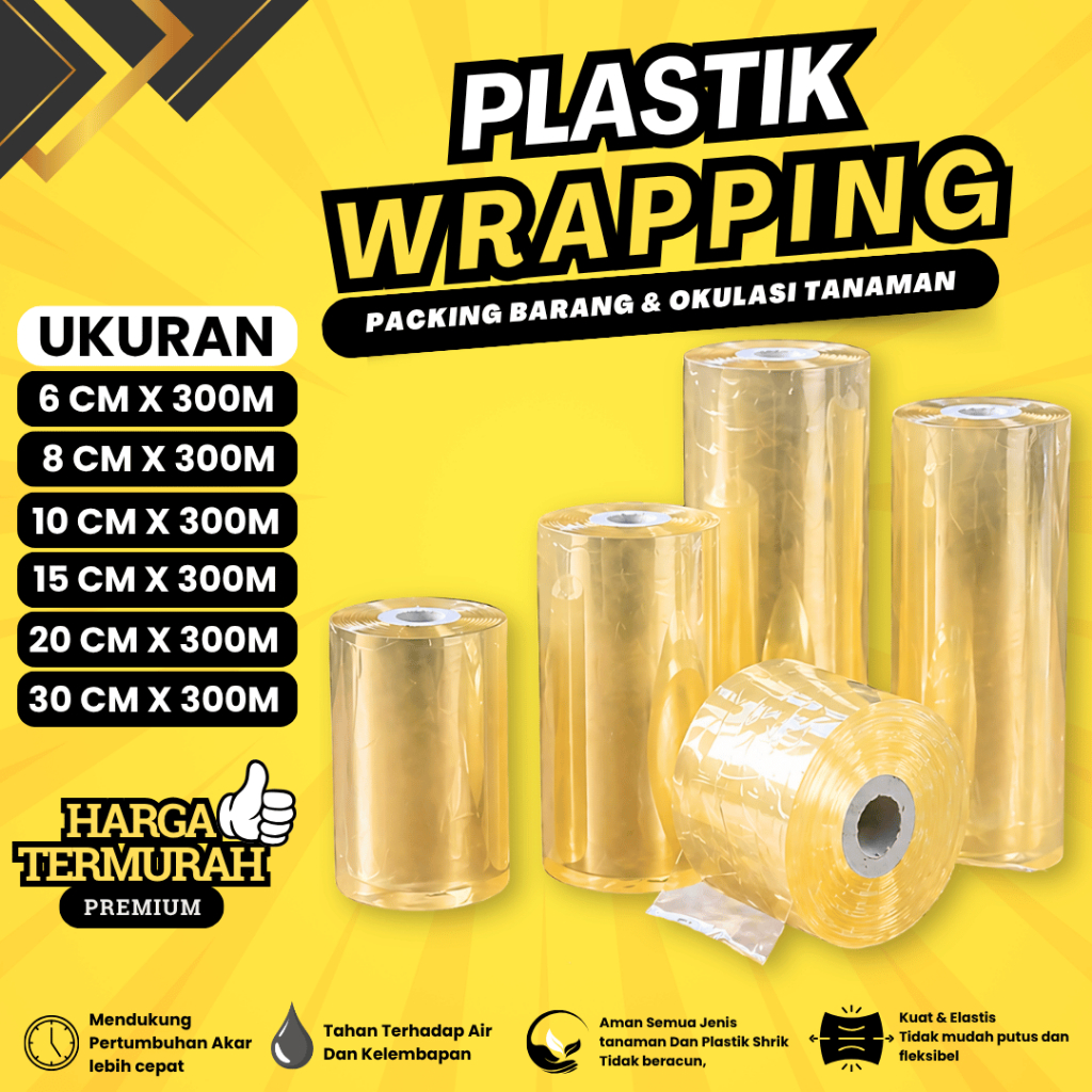Plastik Wrapping Packing Barang & Grafting Tape Serbaguna Kuat & Tebal 300m